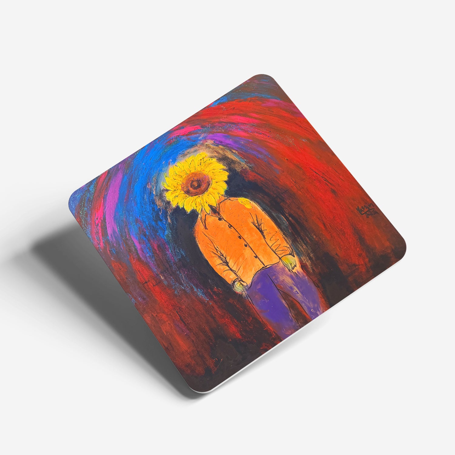 Yassin Sunflower Printed Coaster 9x9 cm Acrylic – YassinDraws.com
