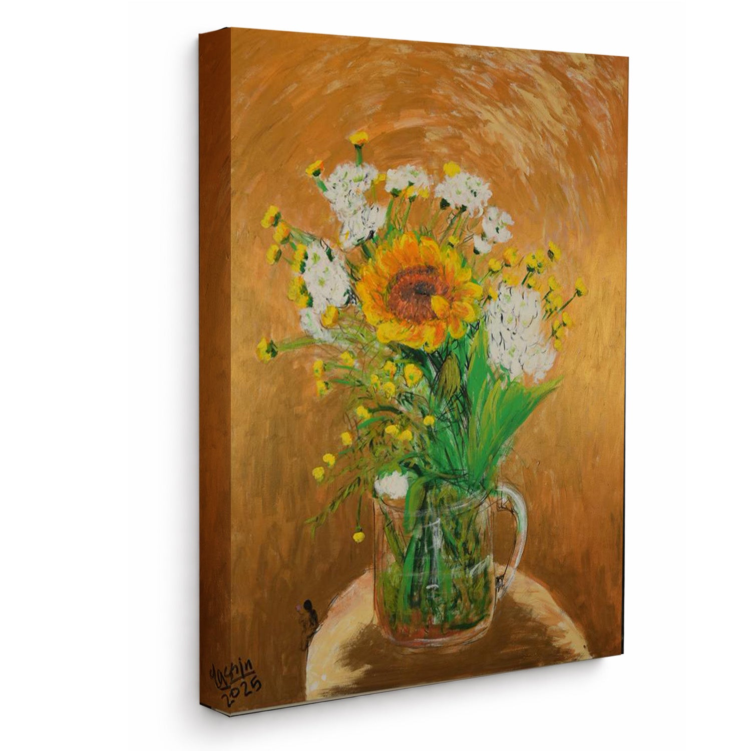 Flowers in Mug Printed Canvas 37X47 cm