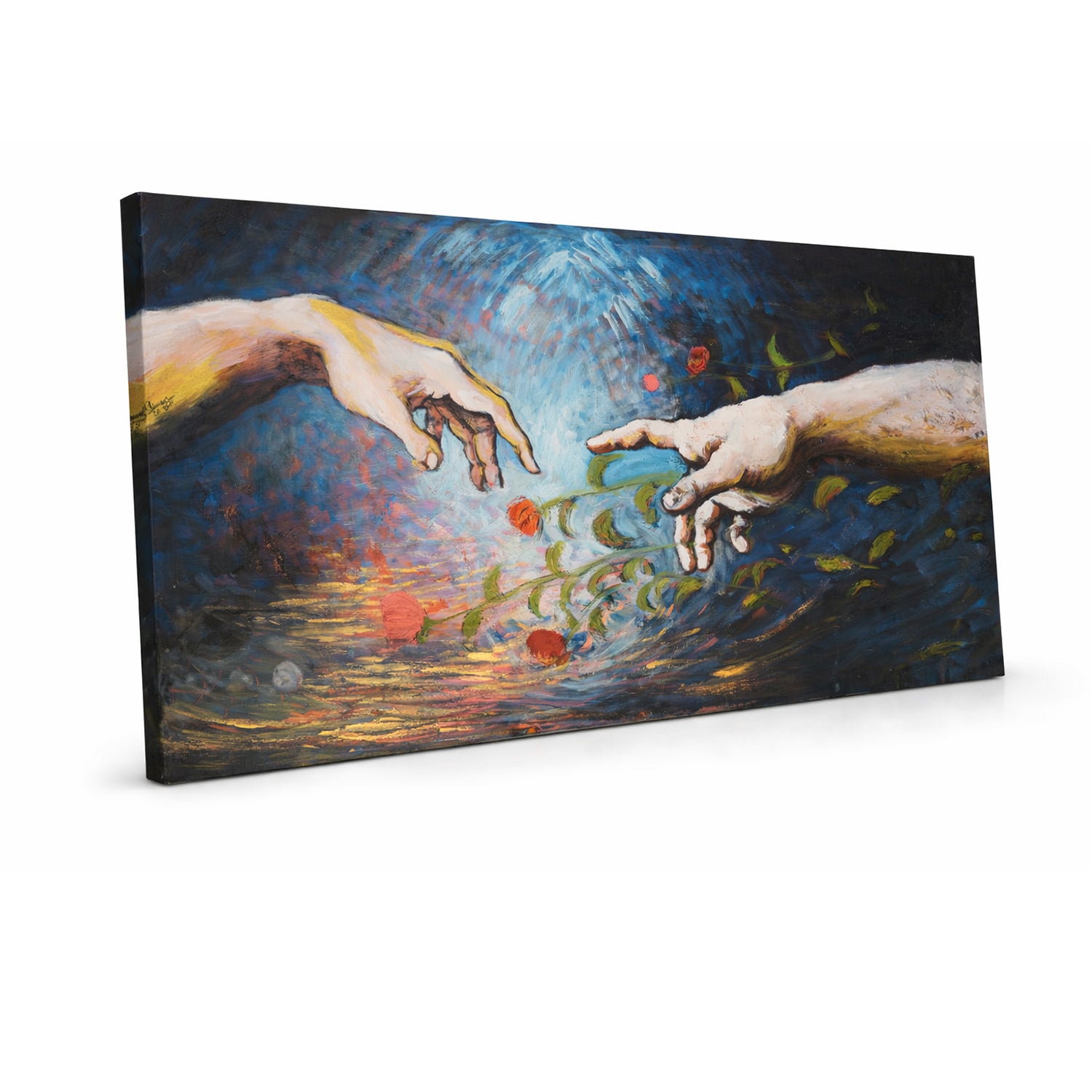 Hands and Flowers Printed Canvas 43x87 cm