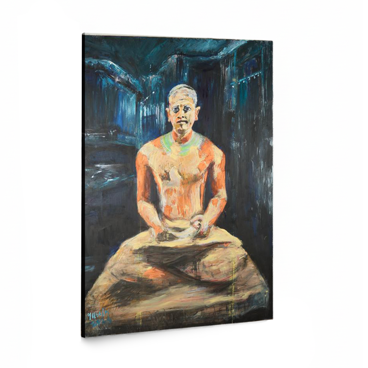 Egyptian Writer Printed Wood 40x50 cm