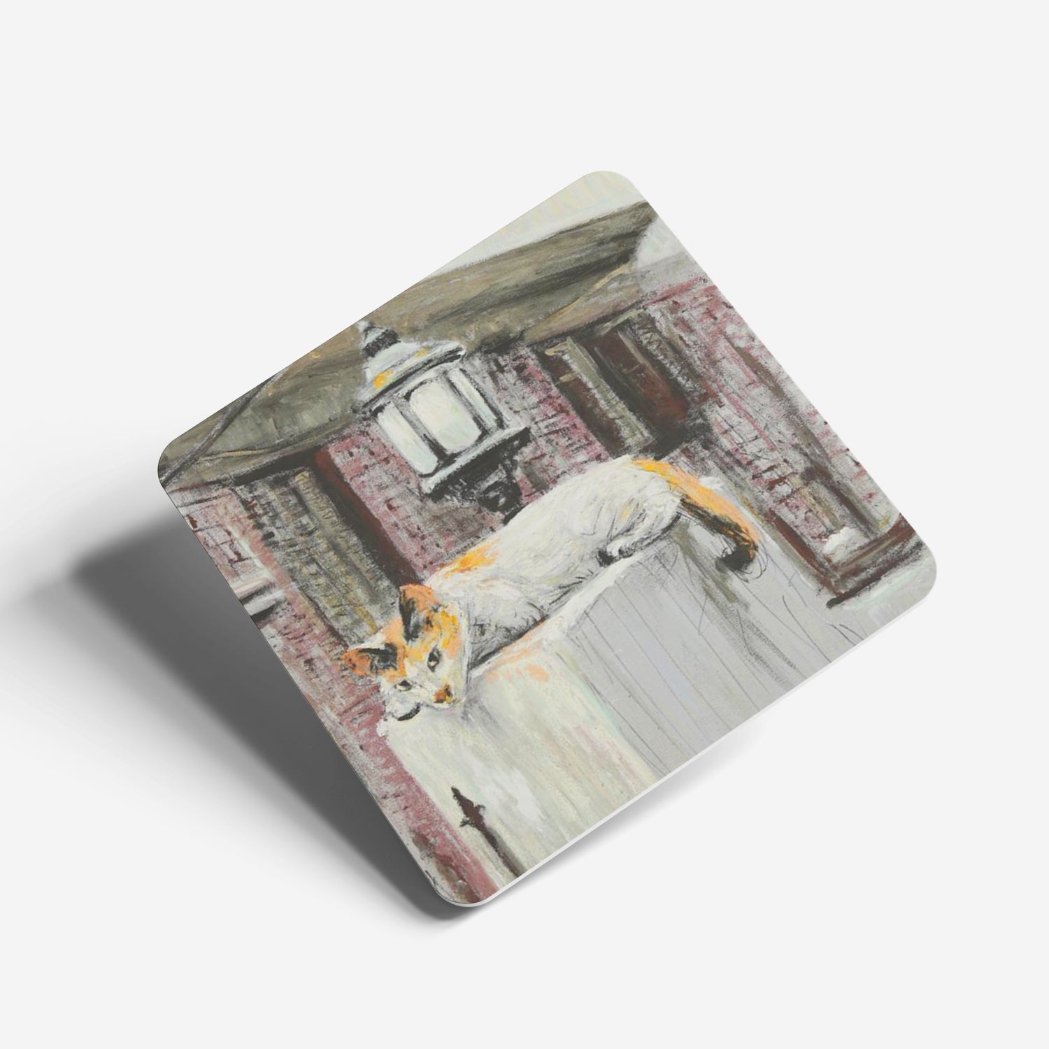 The Curious Cat Printed Coaster 9x9 cm Acrylic