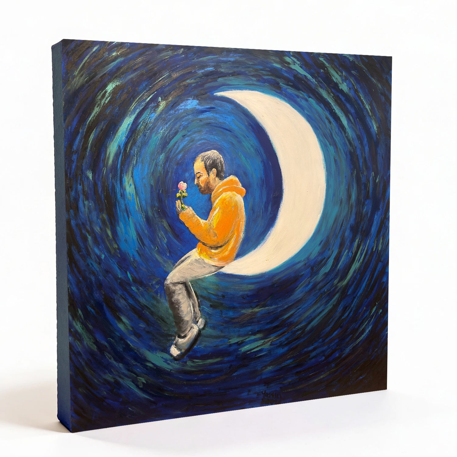 Yassin on the Moon Printed Canvas 73x73 cm